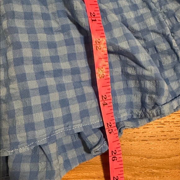 Anthropologie Pilcro V Neck L/S Blue Babydoll Blouse Gingham Top Women’s Sz. M - Picture 6 of 9